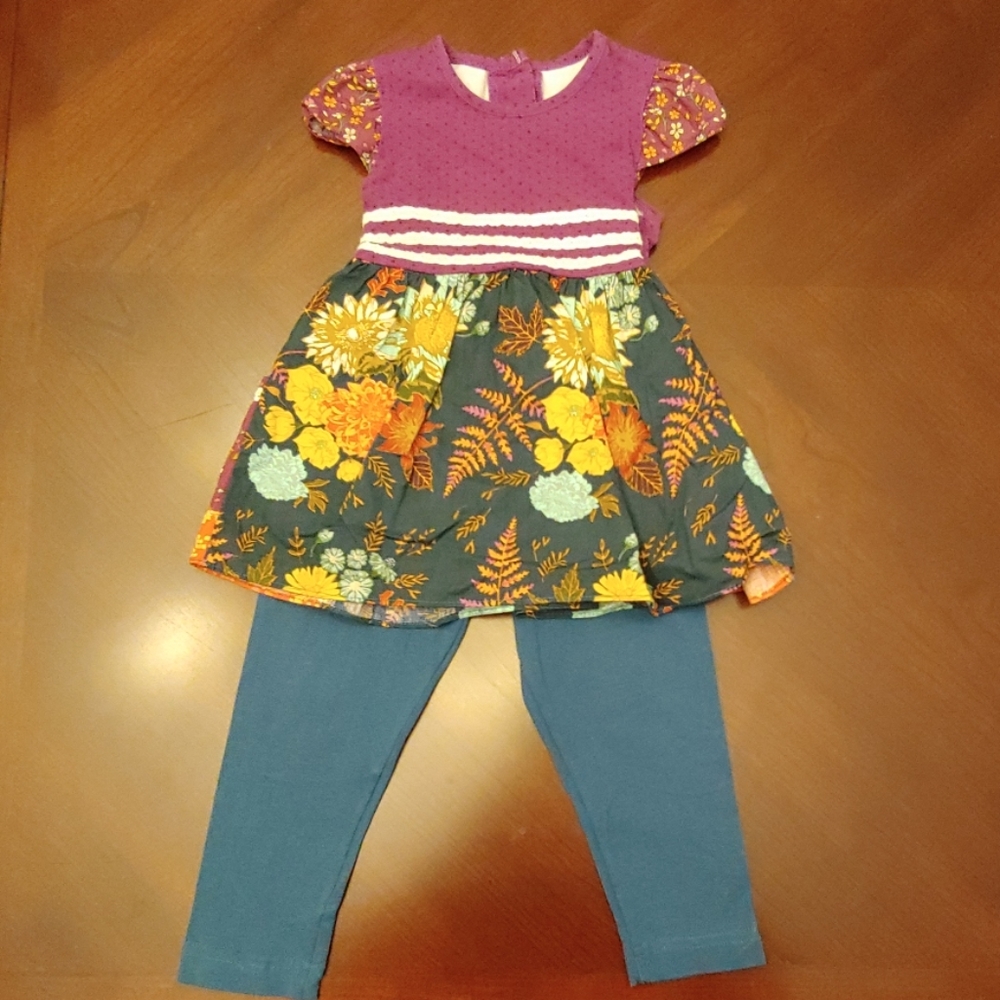 Ricrac 24m fall floral tunic set EUC
